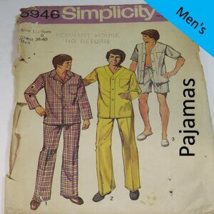 simplicity 5946 men's pajamas tops and bottom, with pockets